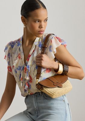 Lauren Ralph Lauren Straw-Leather Small Lynden Shoulder Bag
