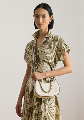 Lauren Ralph Lauren Leather Medium Marcy Zip Shoulder Bag, White