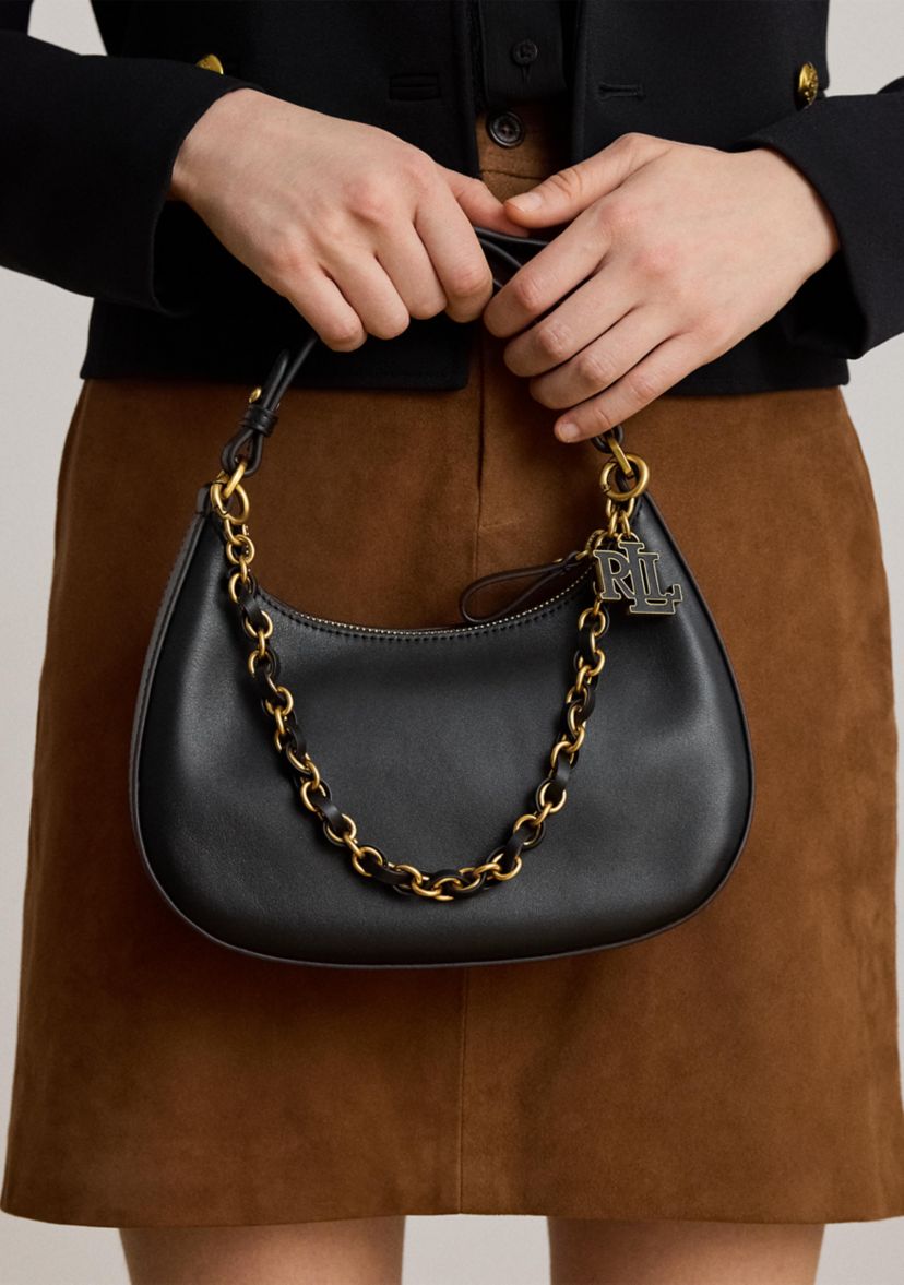 Lauren Ralph Lauren Leather Medium Marcy Zip Shoulder Bag | Belk