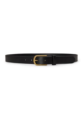 Lauren Ralph Lauren Women's Rounded-Buckle Leather Skinny Belt