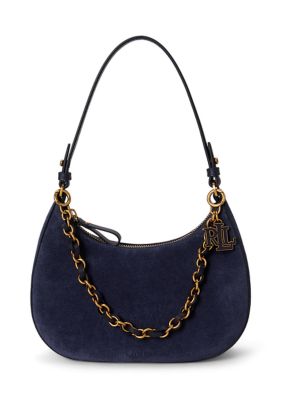Lauren Ralph Lauren Suede Medium Marcy Zip Shoulder Bag