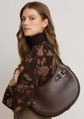 Lauren Ralph Lauren Studded Leather Large Tasha Shoulder Bag