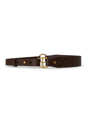 Lauren Ralph Lauren Women's Equestrian D-Ring Studded Leather Belt