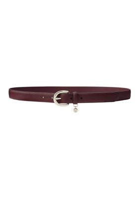 Lauren Ralph Lauren Women's Charm Crosshatch Leather Belt