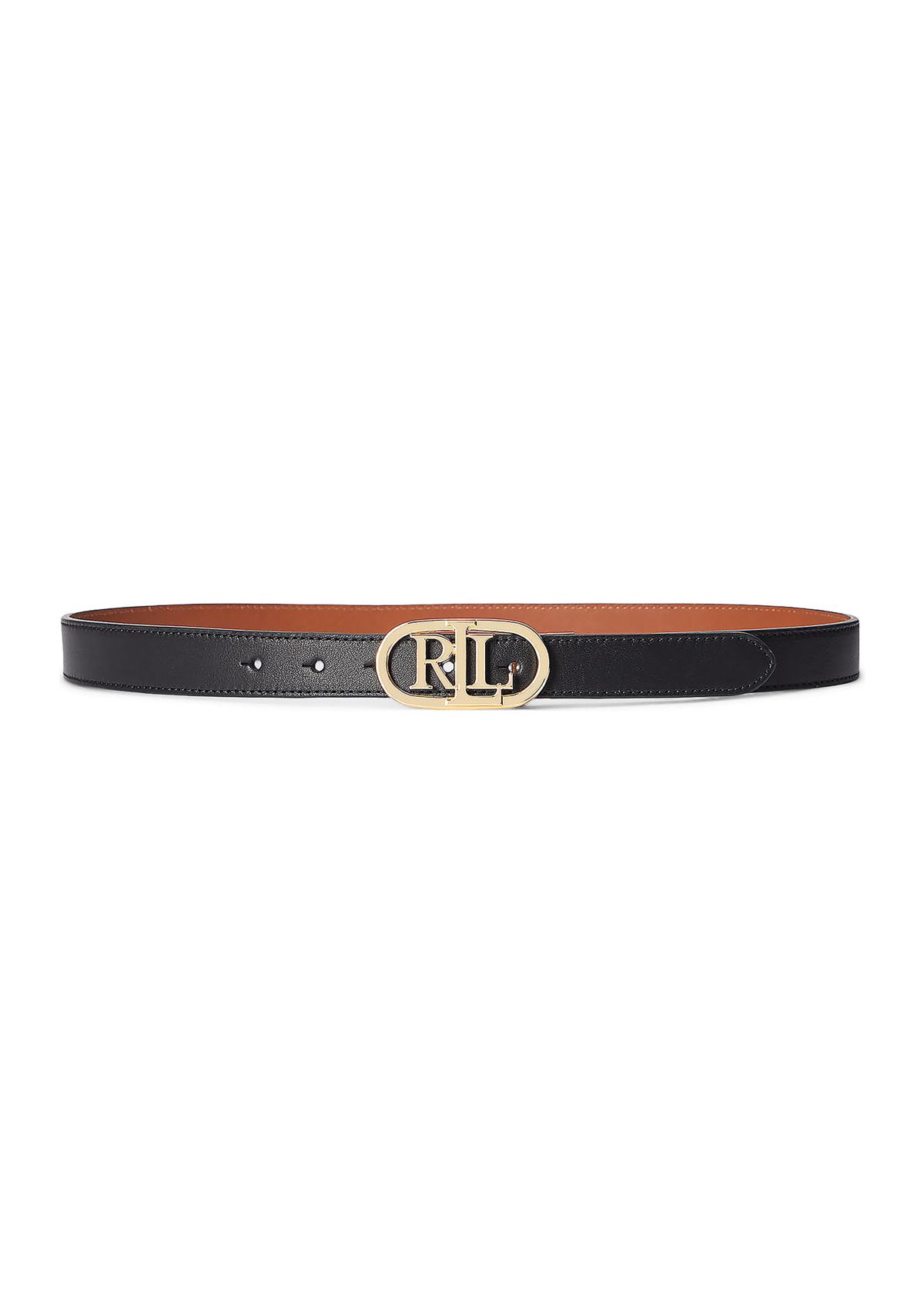 Oval-Logo Reversible Leather Skinny Belt