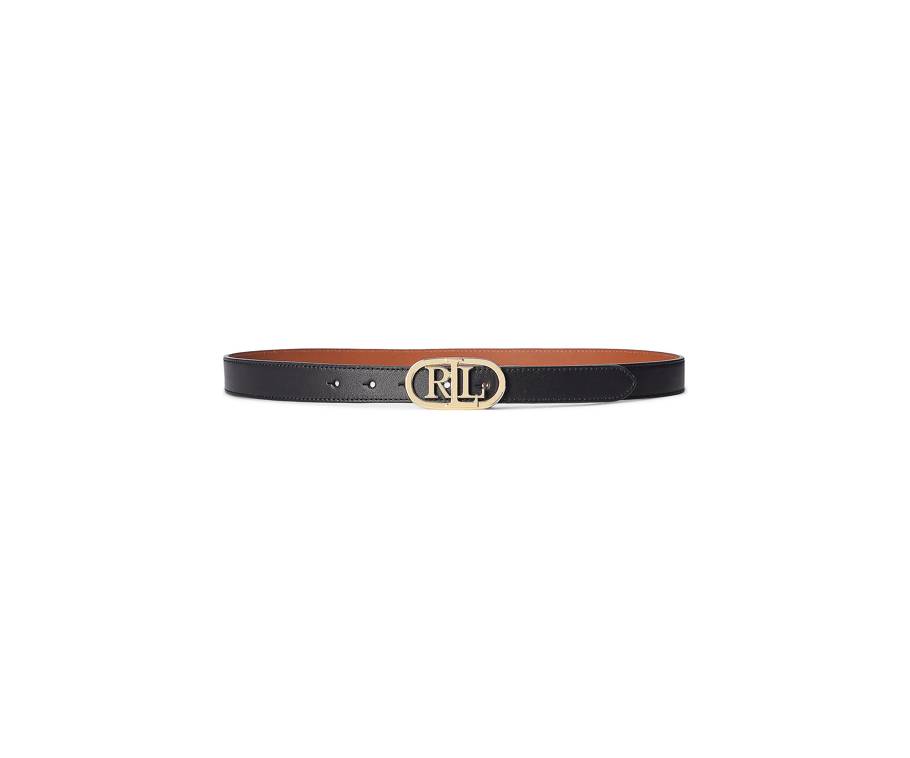 Oval-Logo Reversible Leather Skinny Belt