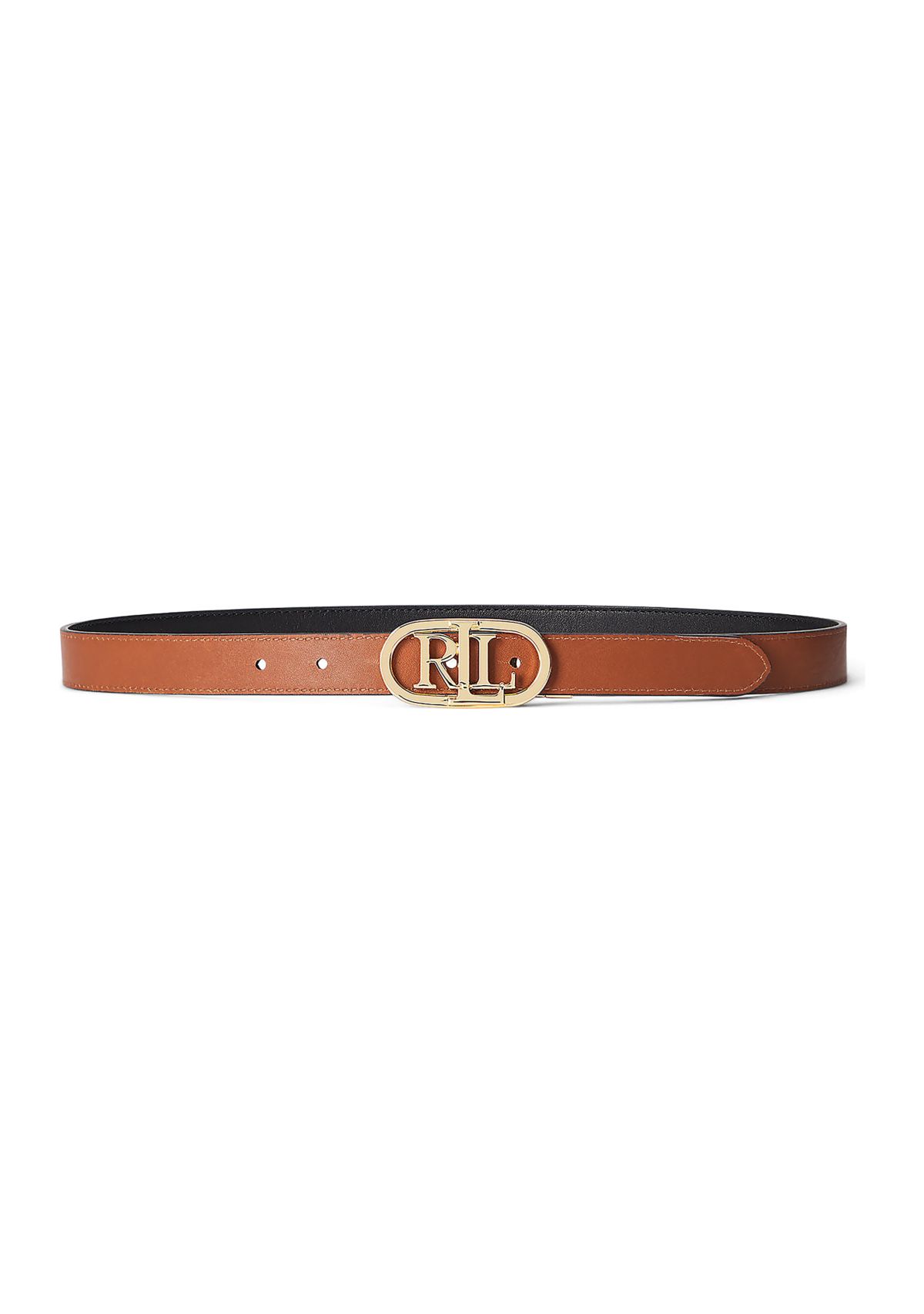 Oval-Logo Reversible Leather Skinny Belt