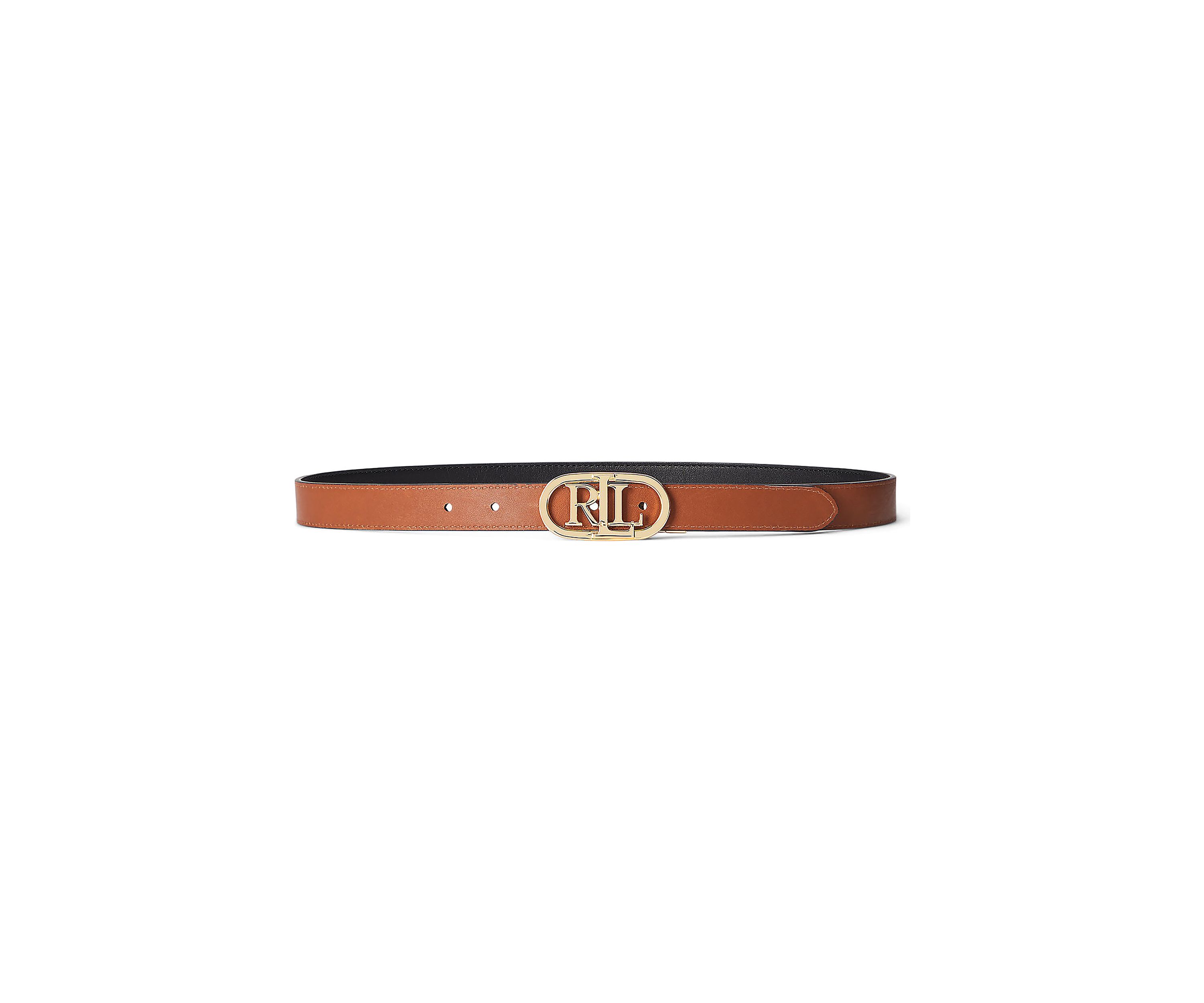 Oval-Logo Reversible Leather Skinny Belt