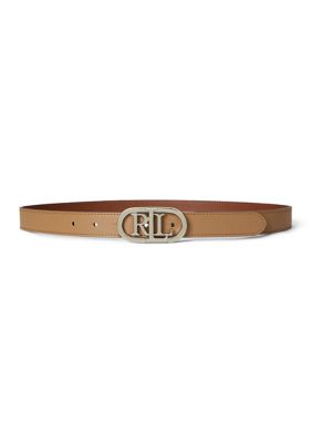 Lauren Ralph Lauren Women's Oval-Logo Reversible Leather Skinny Belt