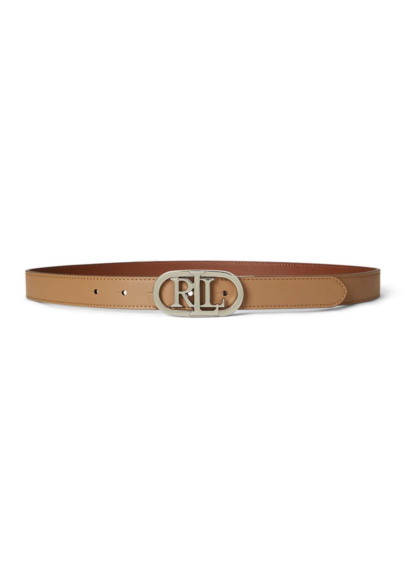 Lauren Ralph Lauren Oval-Logo Reversible Leather Skinny Belt  display picture 3