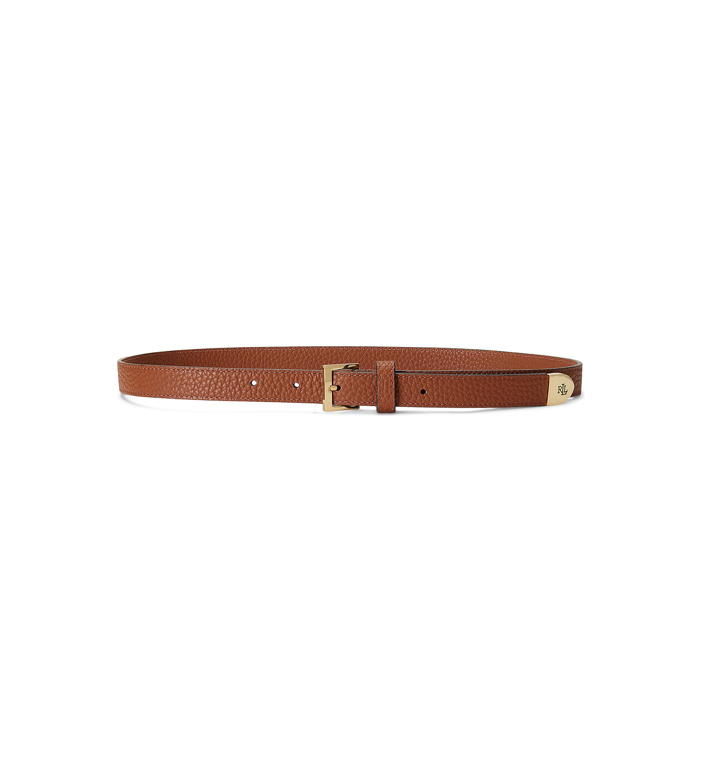 Pebbled Leather Skinny Belt
