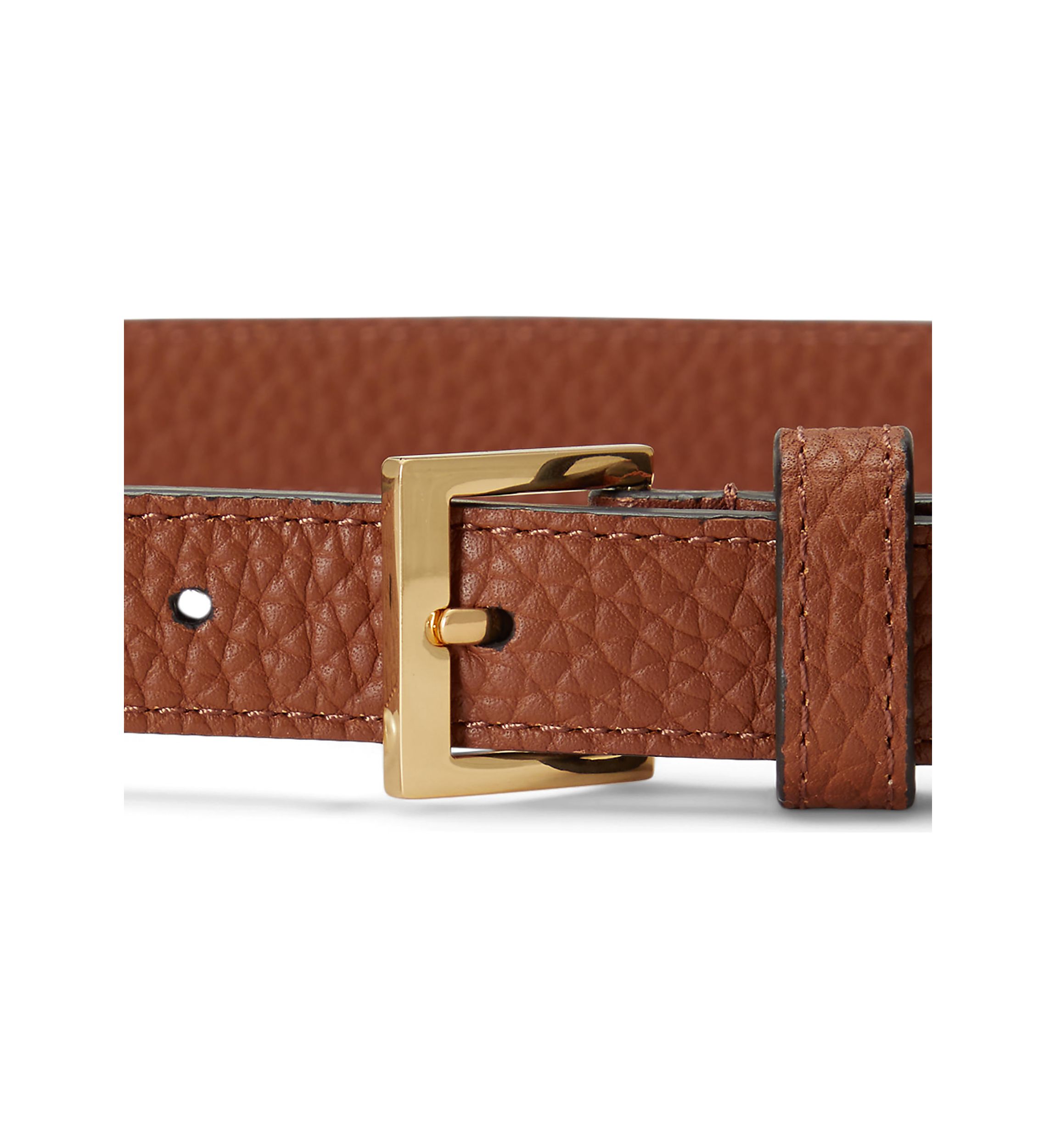 Pebbled Leather Skinny Belt