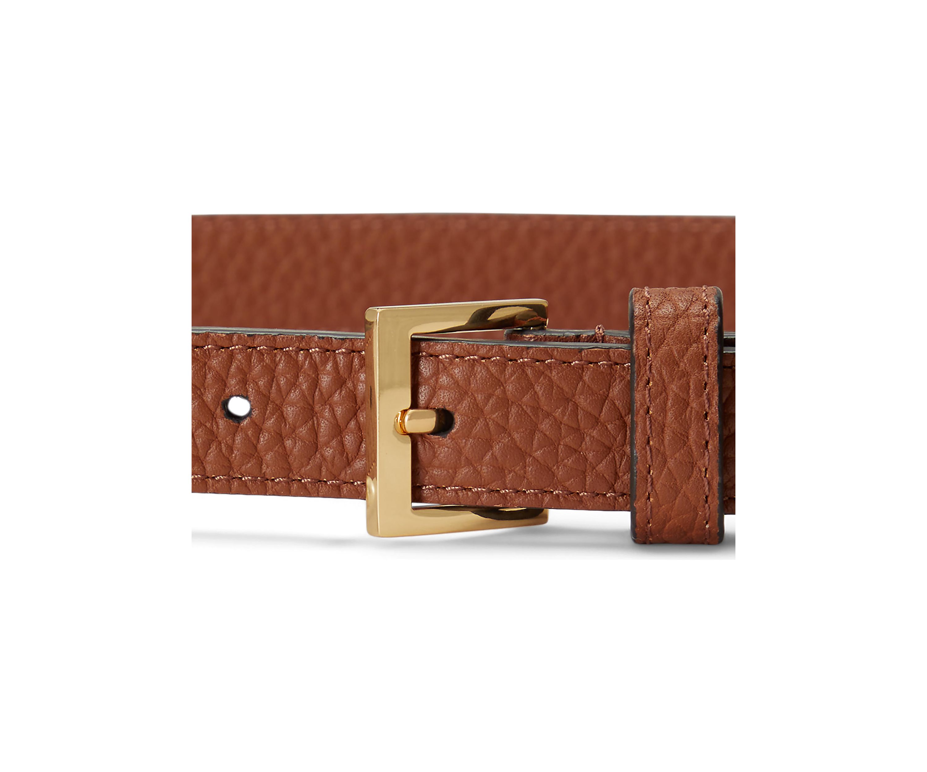 Pebbled Leather Skinny Belt