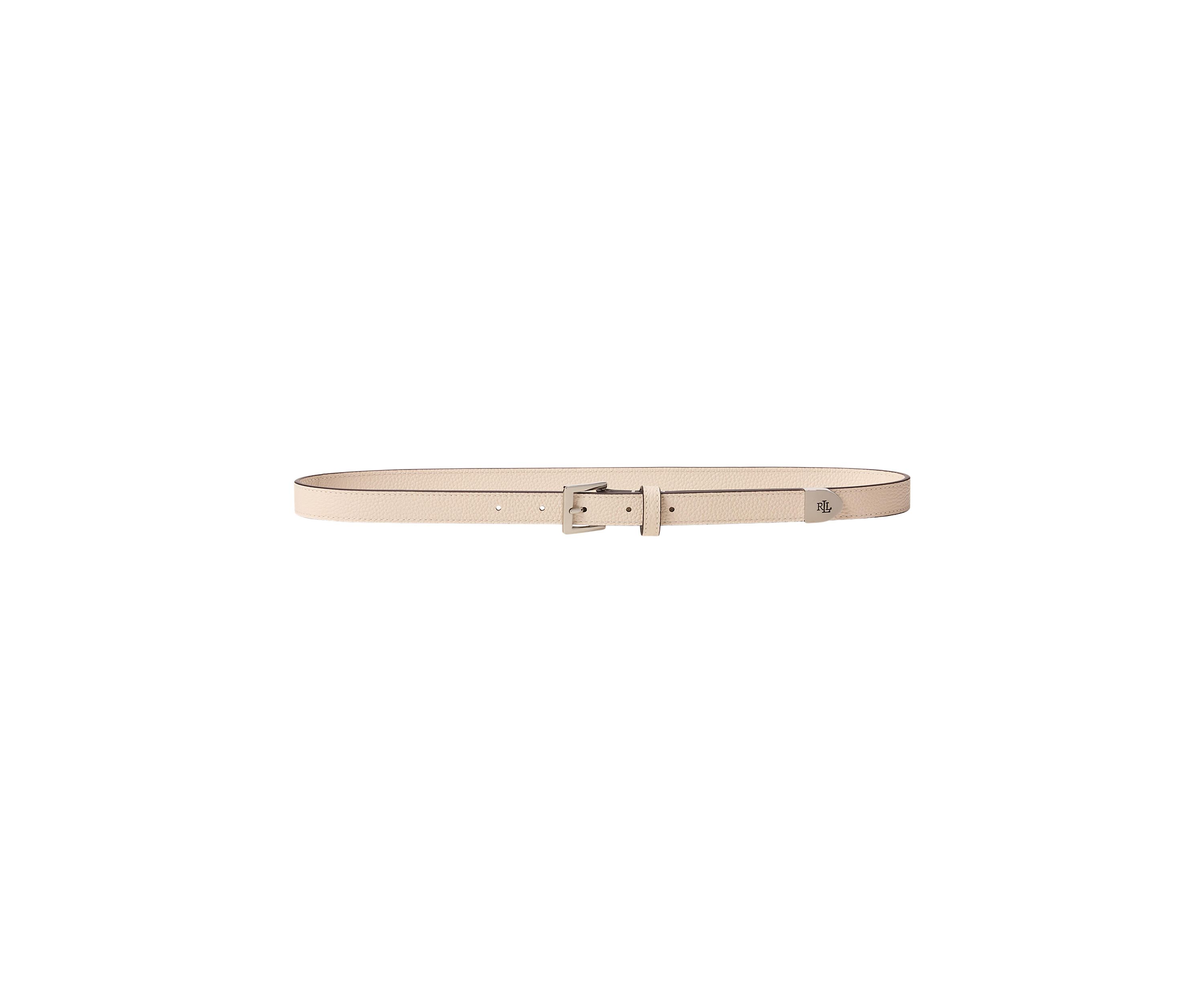Pebbled Leather Skinny Belt