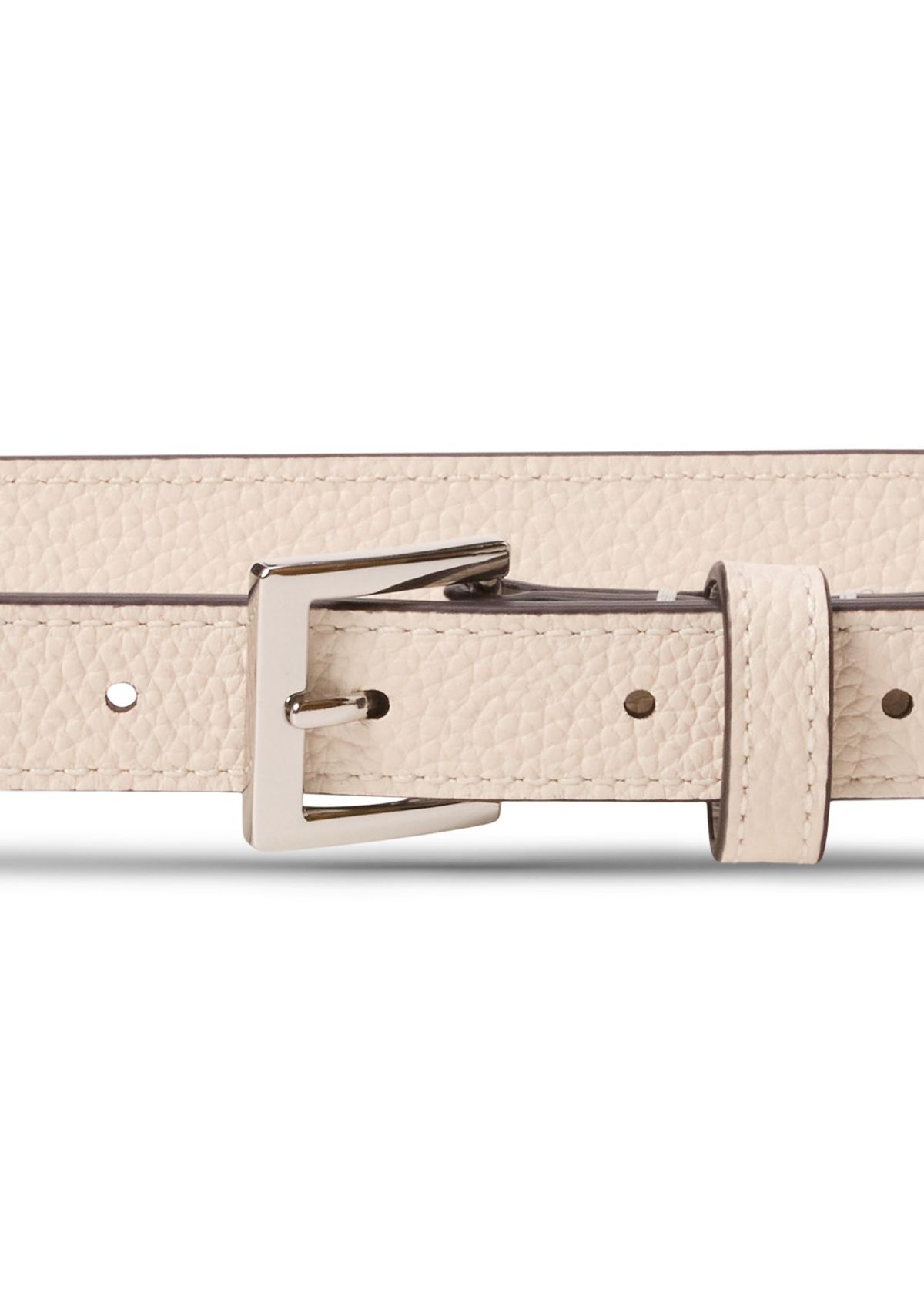 Pebbled Leather Skinny Belt