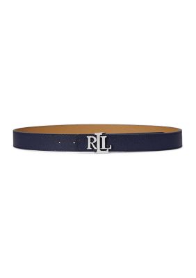 Lauren Ralph Lauren Women's Logo Reversible Pebbled Leather Belt -  2601249412912039008