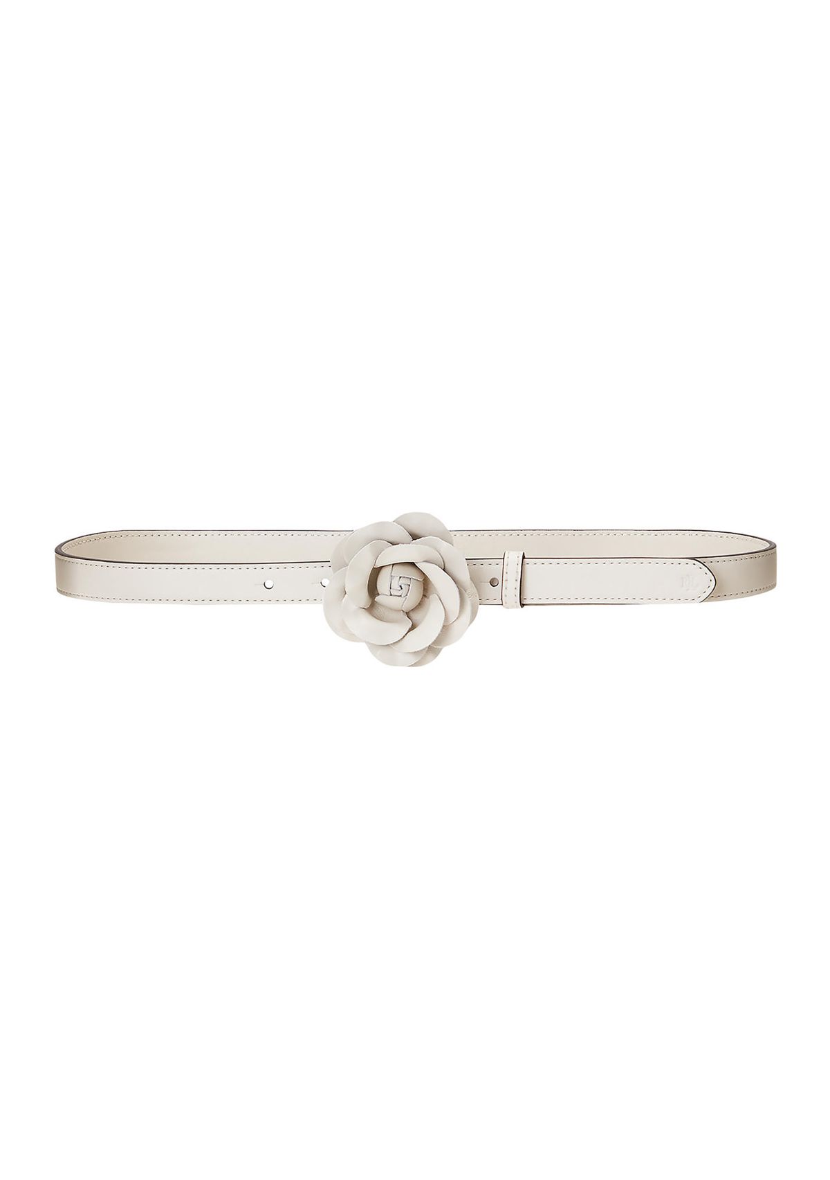 Leather Floral Buckle Skinny Belt