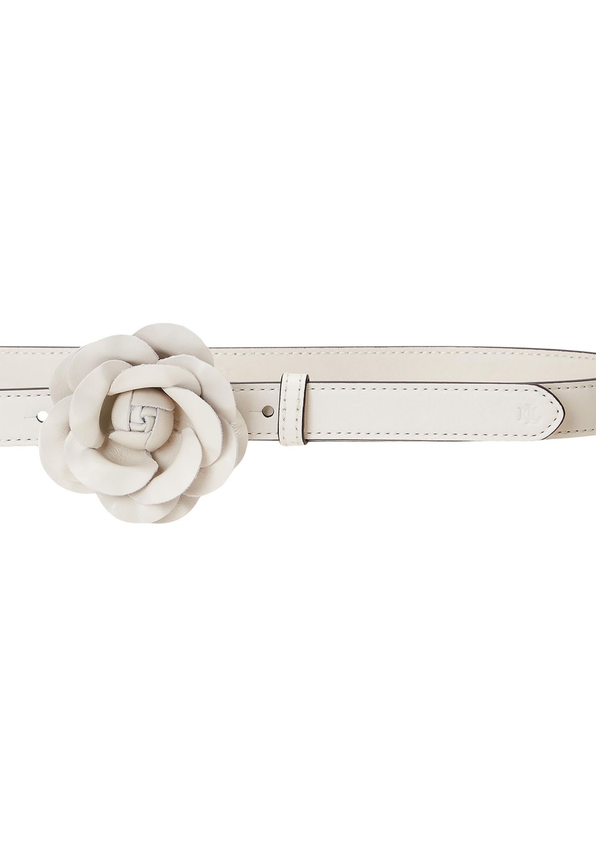 Leather Floral Buckle Skinny Belt
