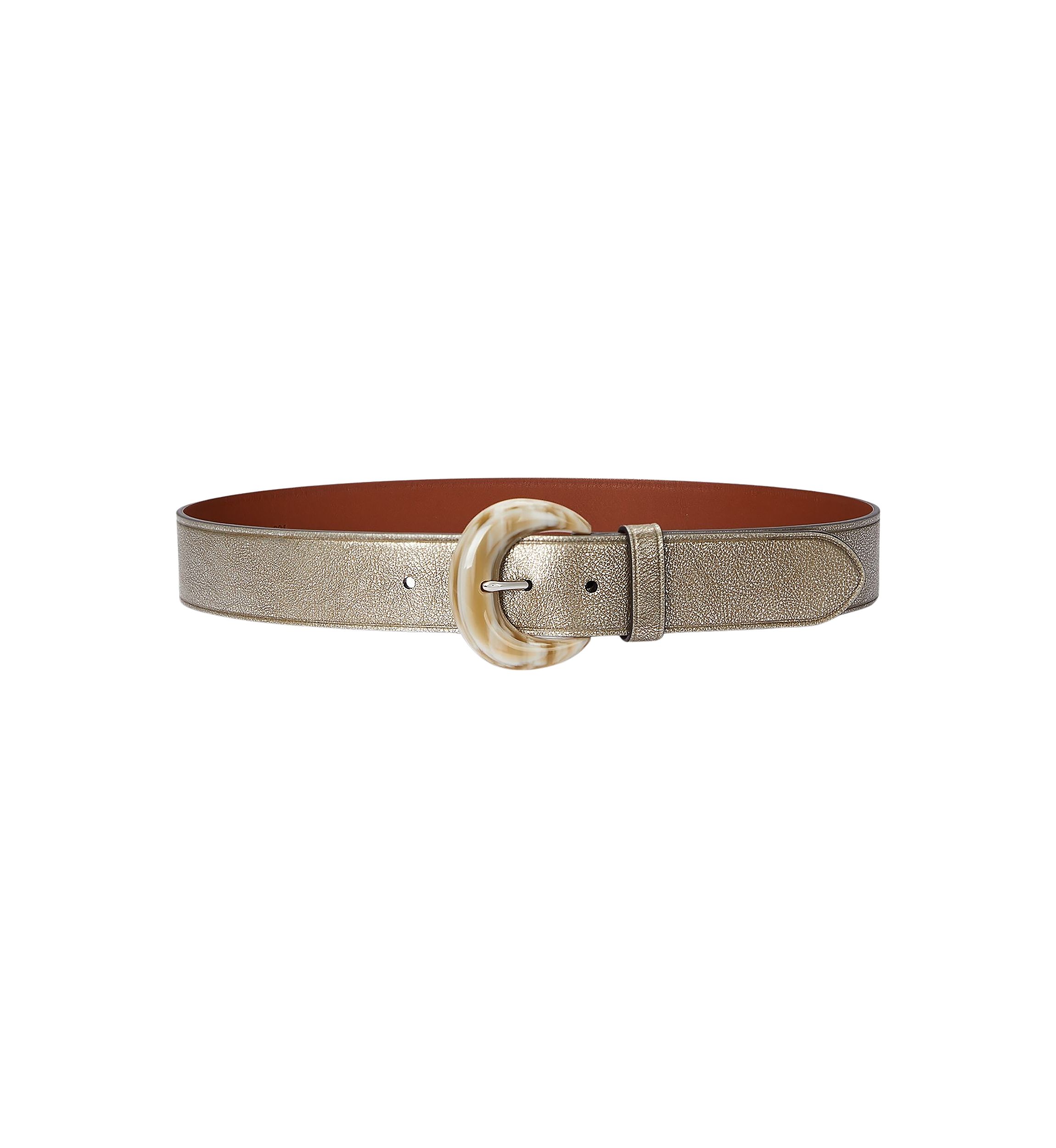 Crescent-Buckle Metallic Wide Belt