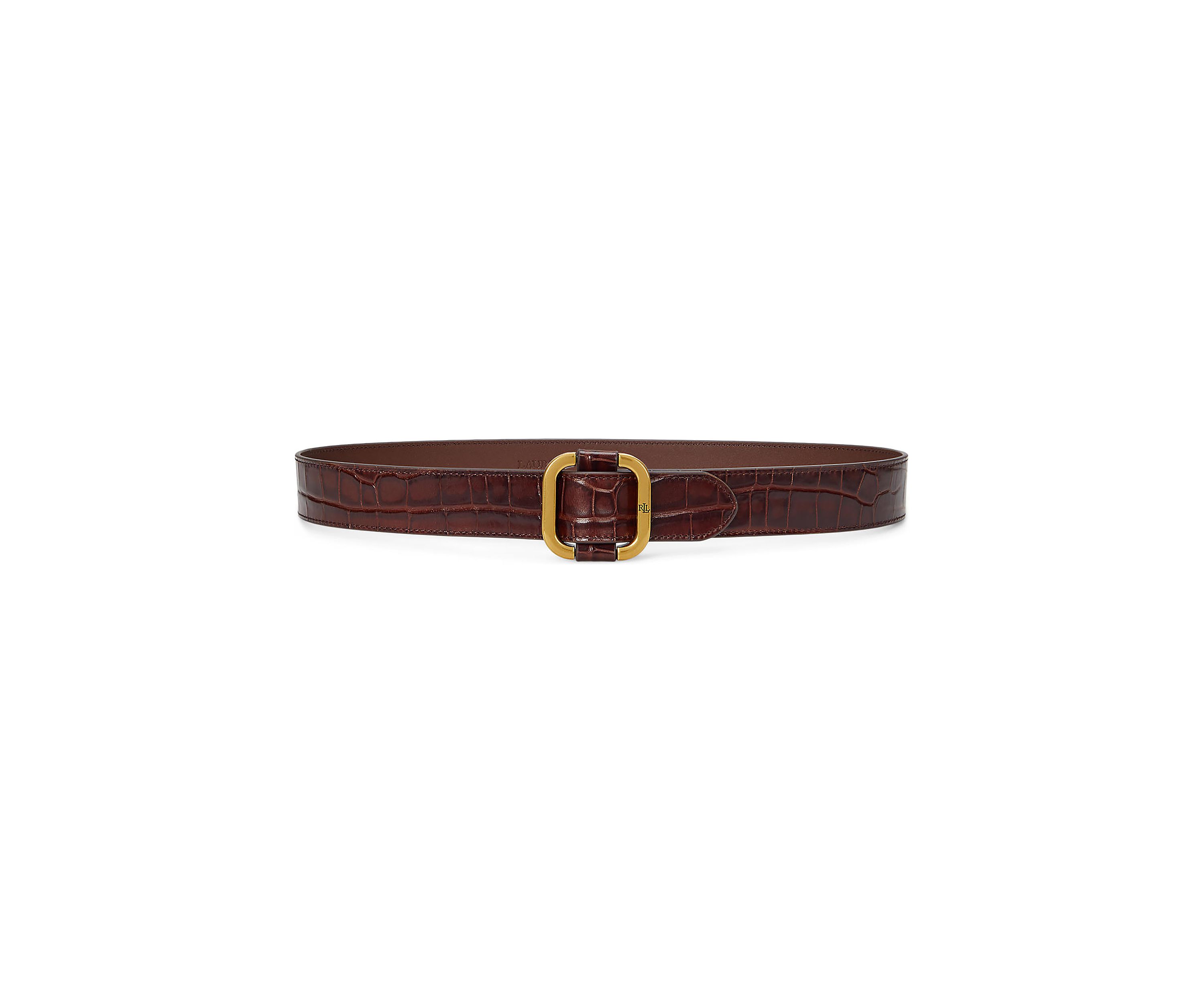 Slide Buckle Crocodile Embossed Leather Belt