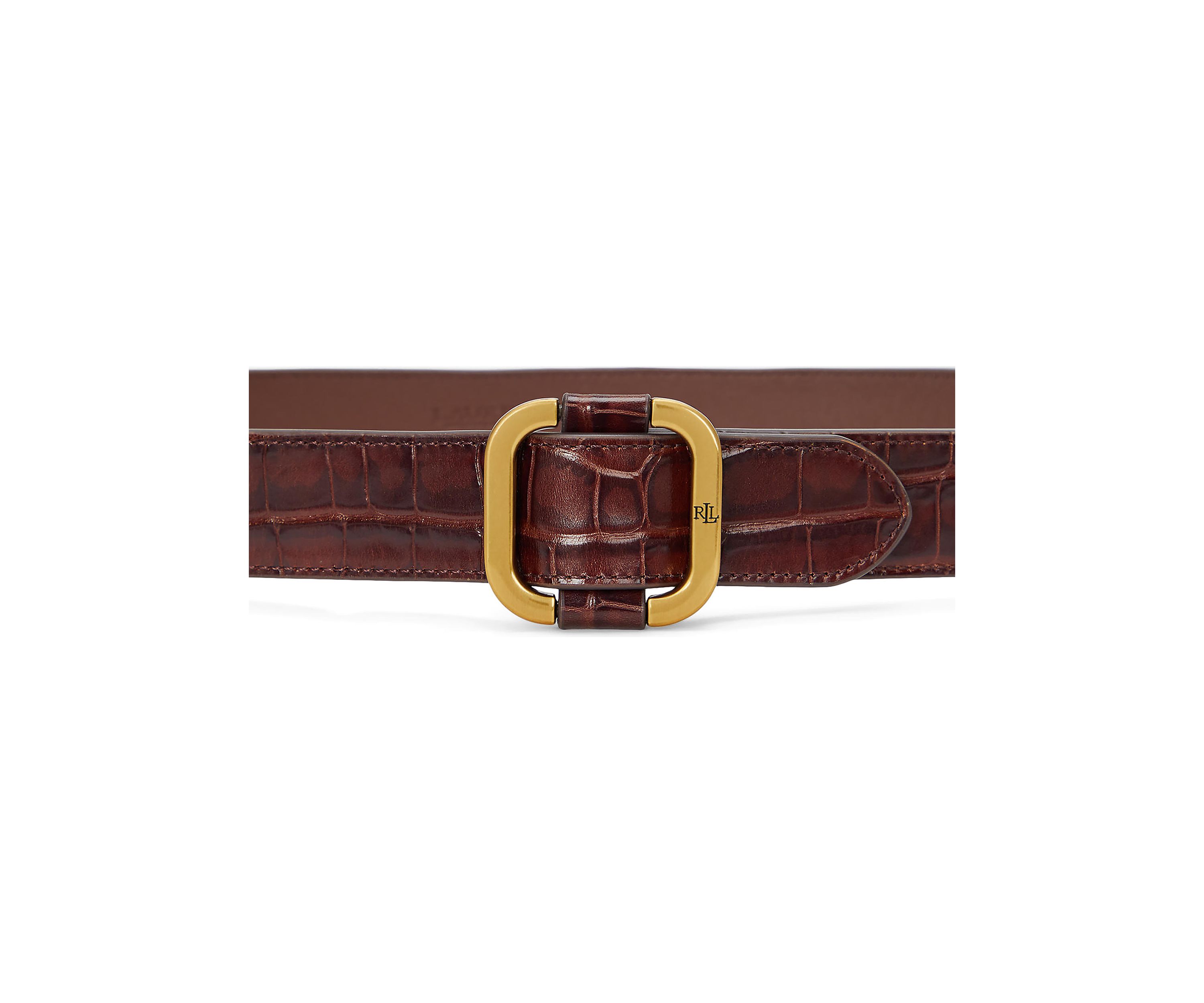 Slide Buckle Crocodile Embossed Leather Belt