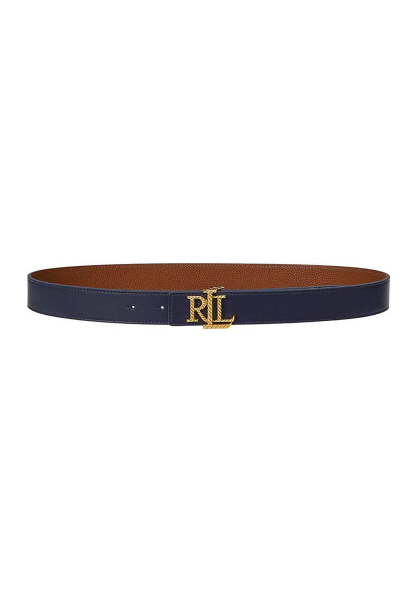 Logo Reversible Pebbled Leather Belt