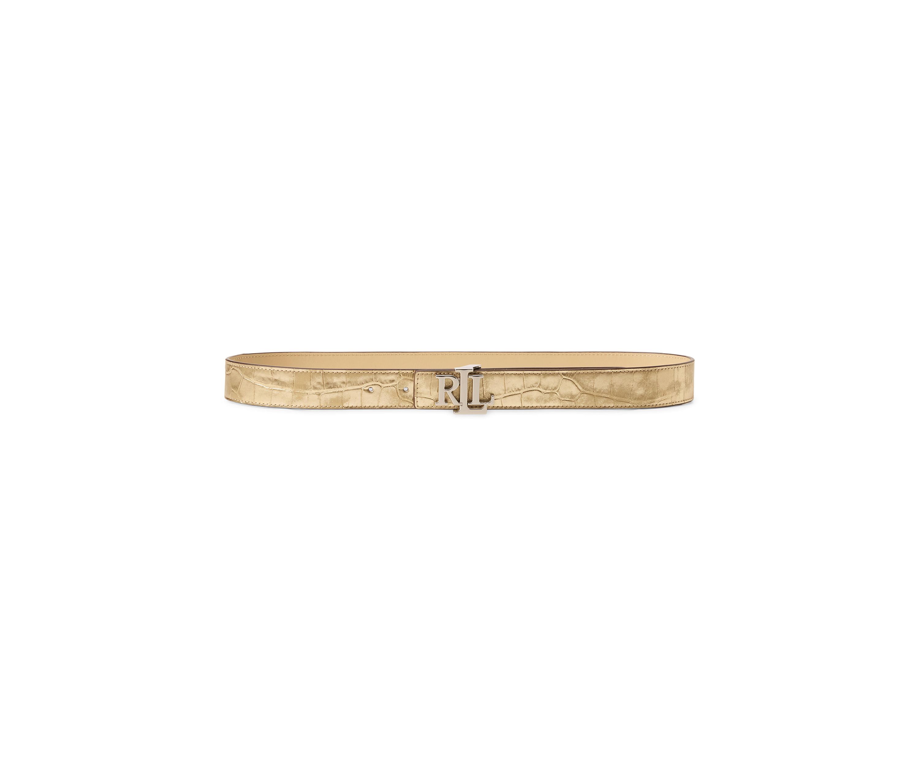 Logo Reversible Leather Skinny Belt