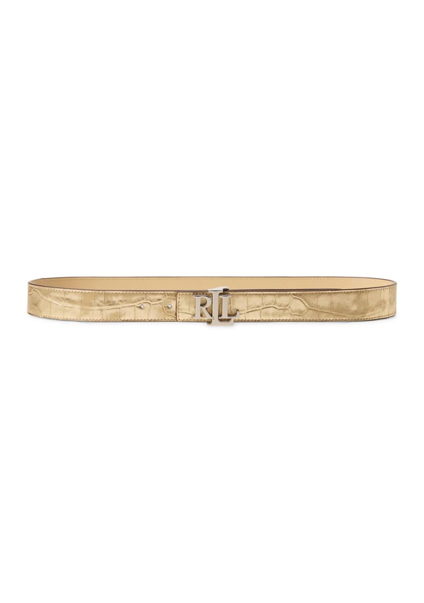 Logo Reversible Leather Skinny Belt