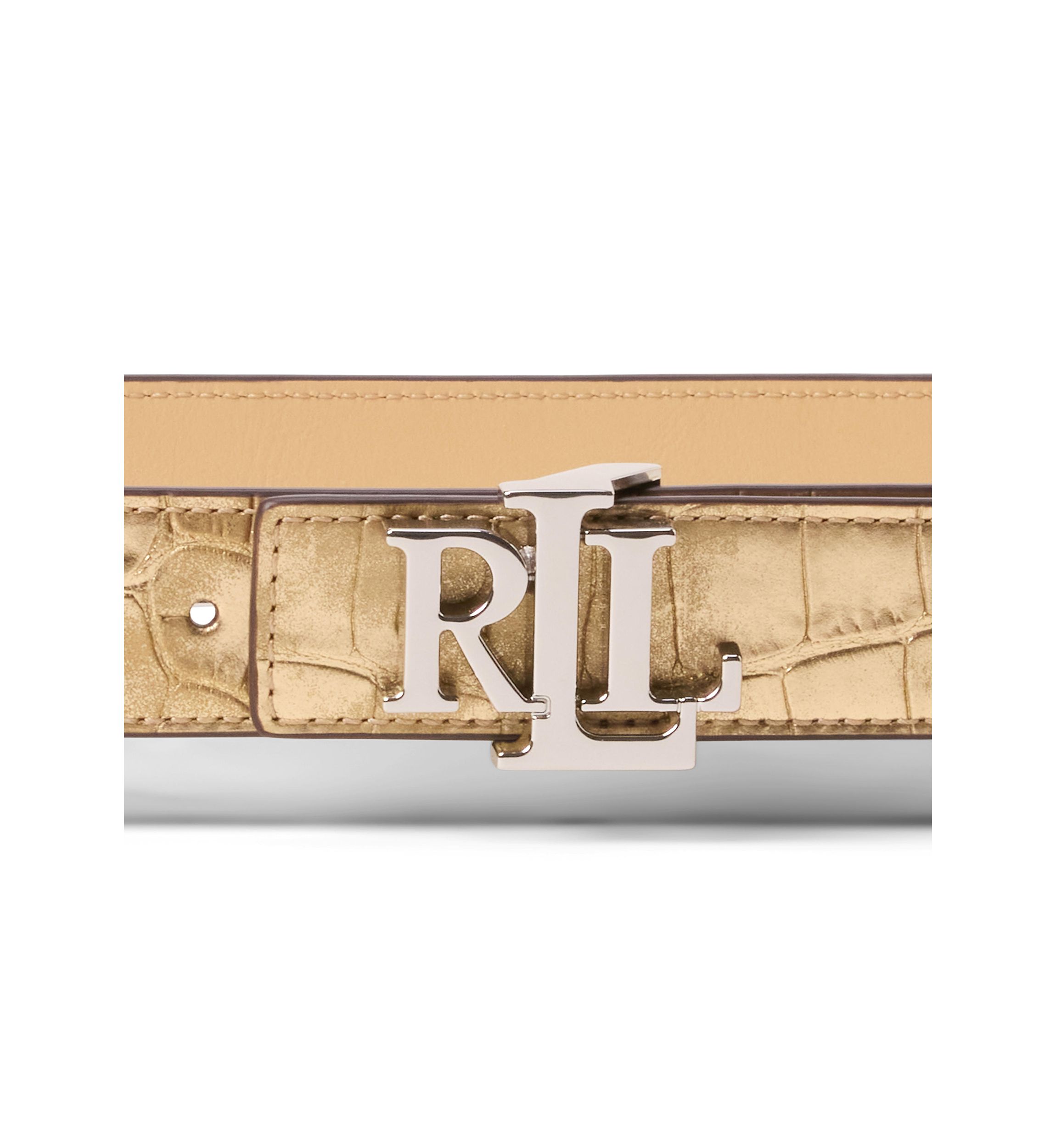 Logo Reversible Leather Skinny Belt