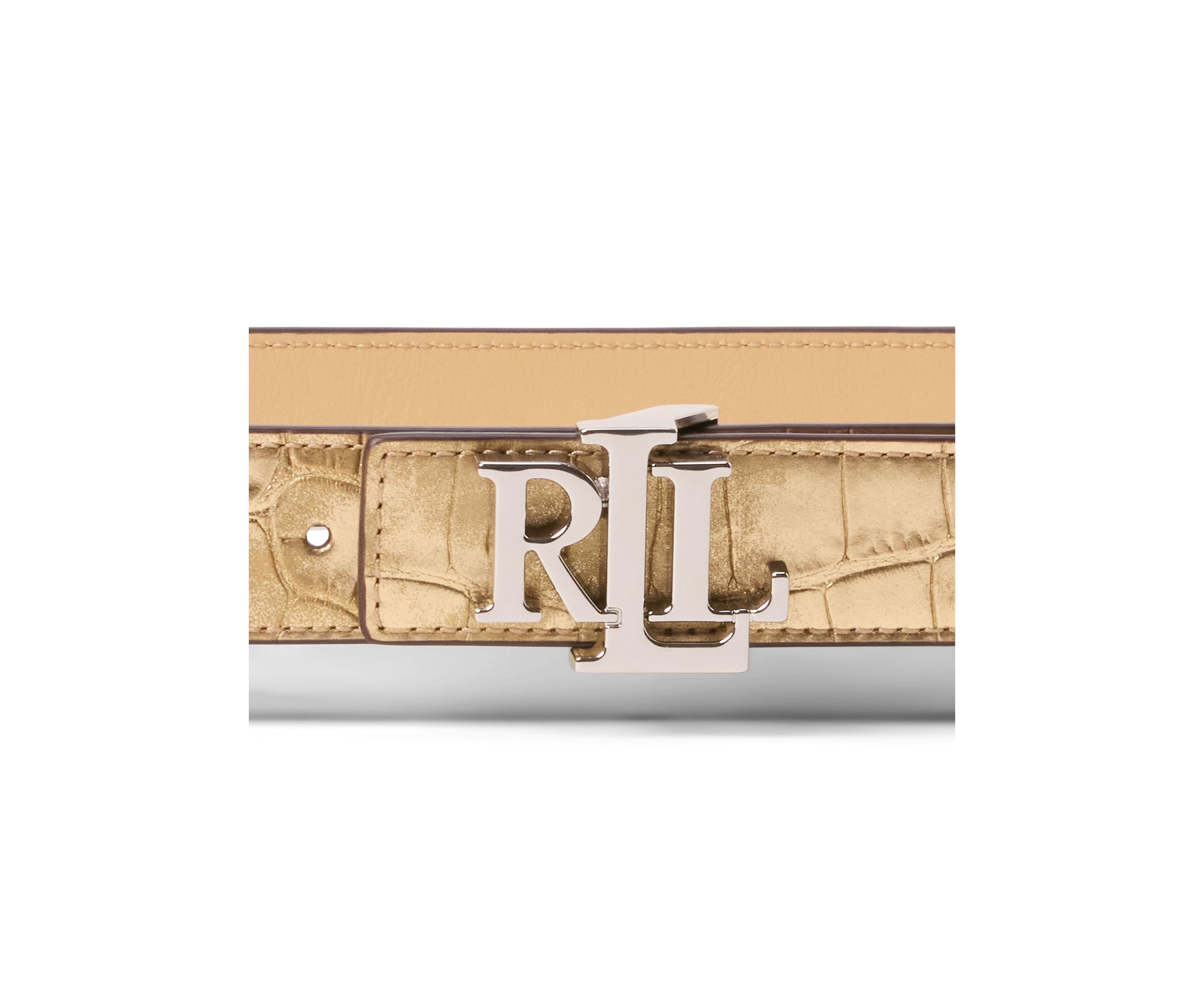 Logo Reversible Leather Skinny Belt
