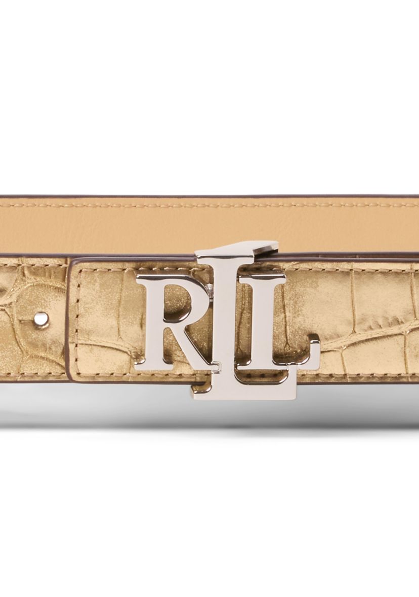 Logo Reversible Leather Skinny Belt