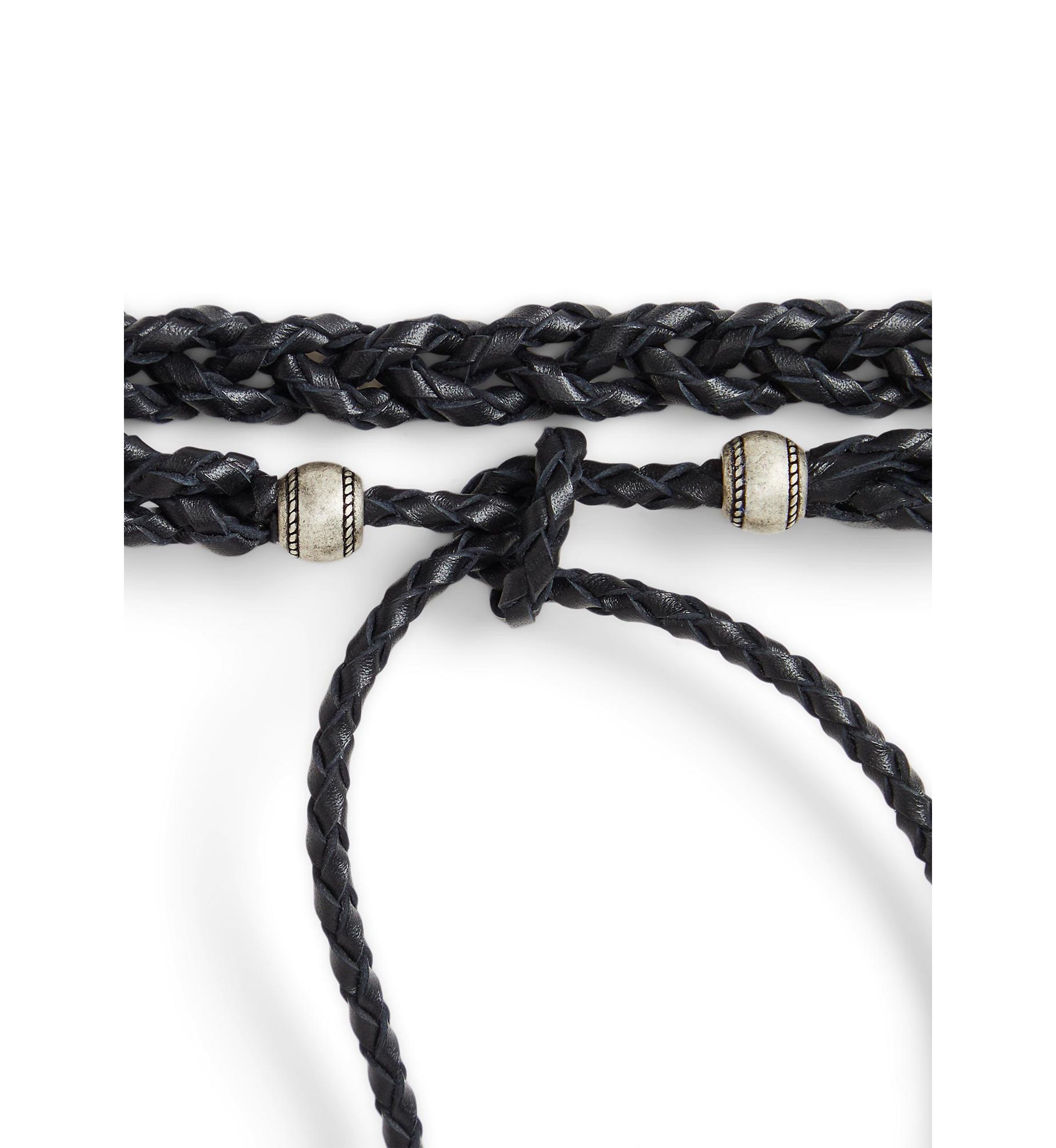 Braided Leather Tassel Tie Belt