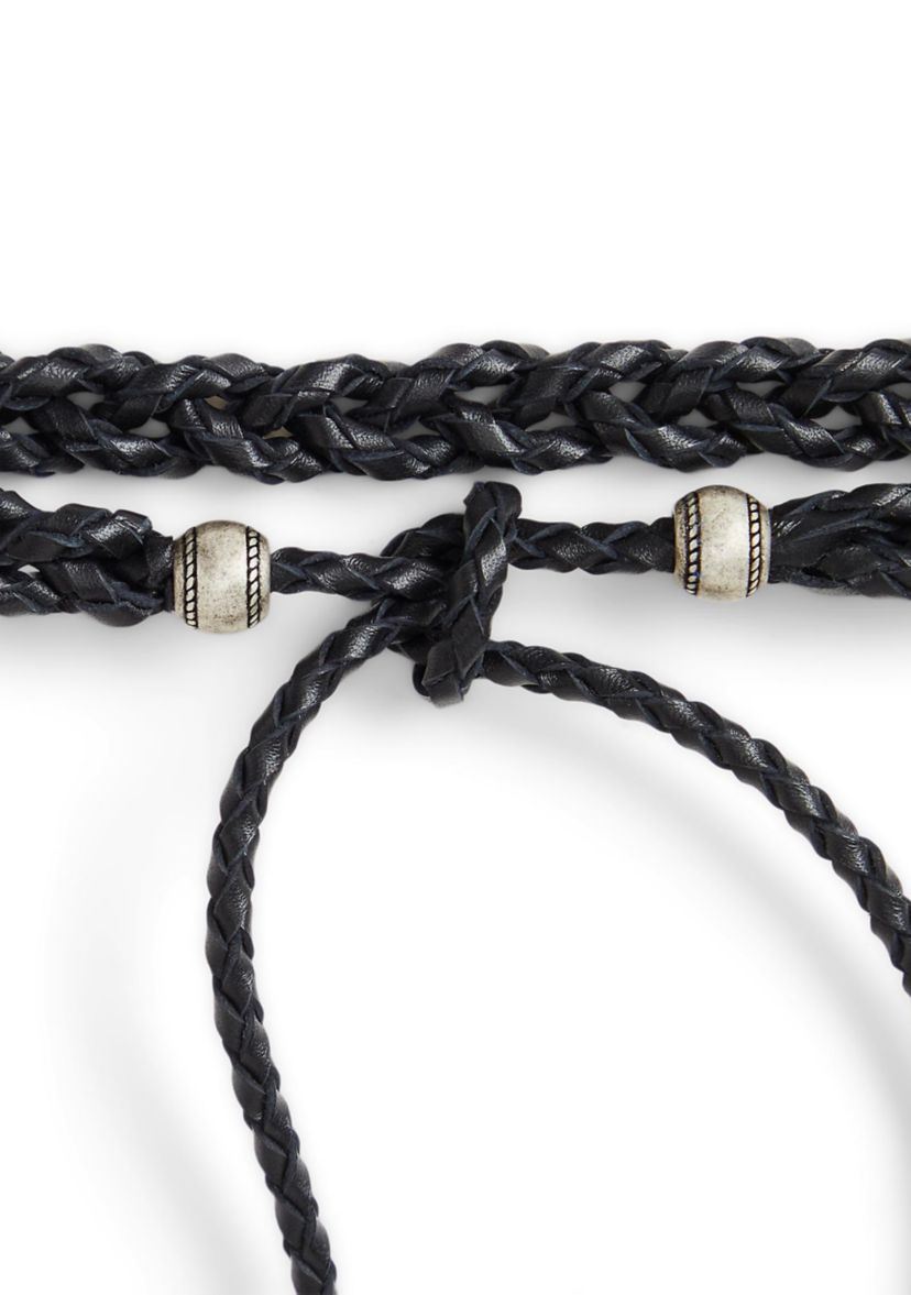 Braided Leather Tassel Tie Belt