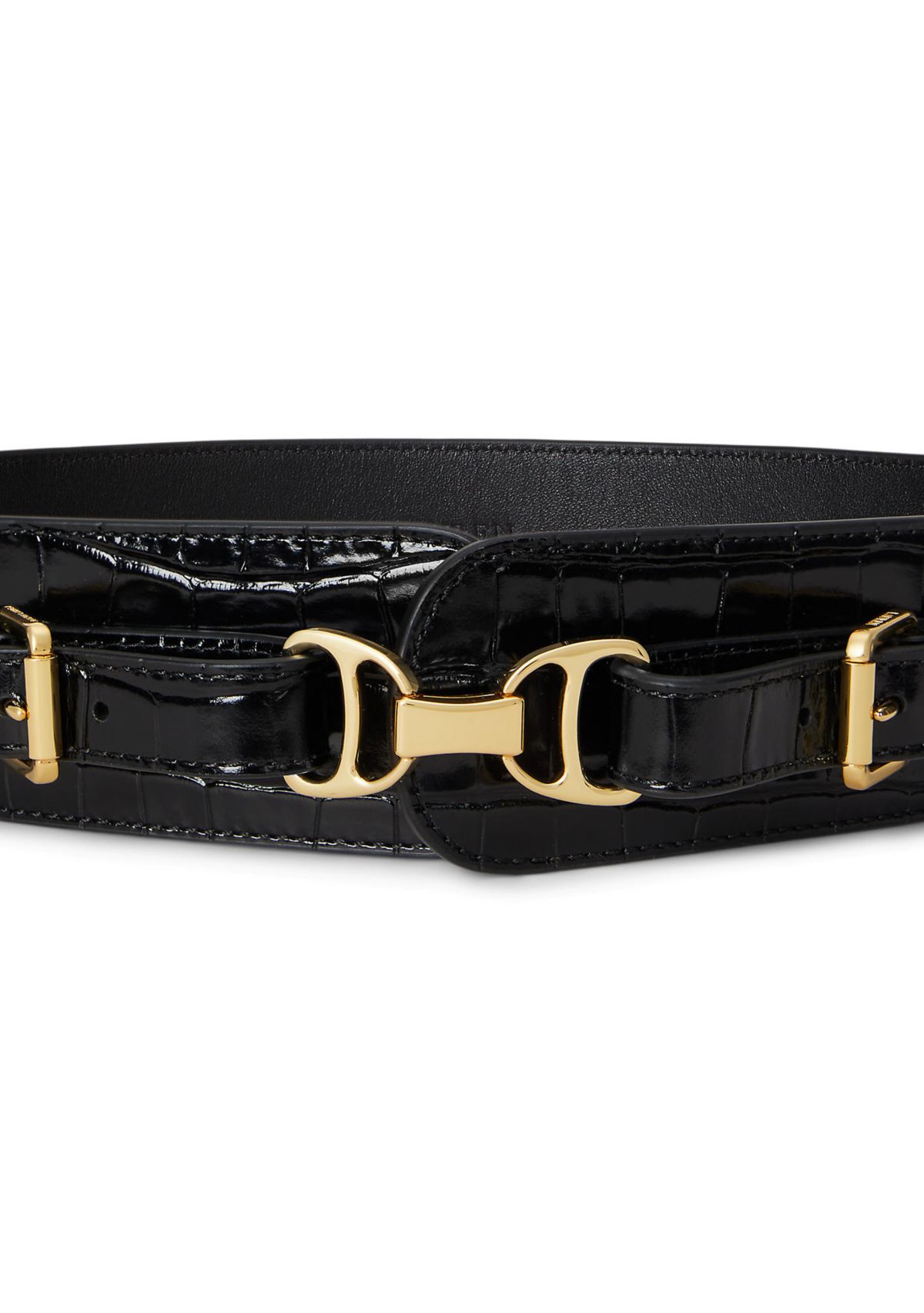 Equestrian Croc-Embossed Wide Belt