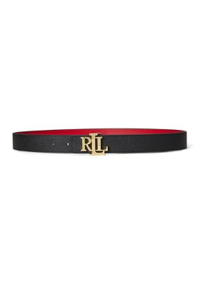 Lauren Ralph Lauren Women's Logo Reversible Pebbled Leather Belt