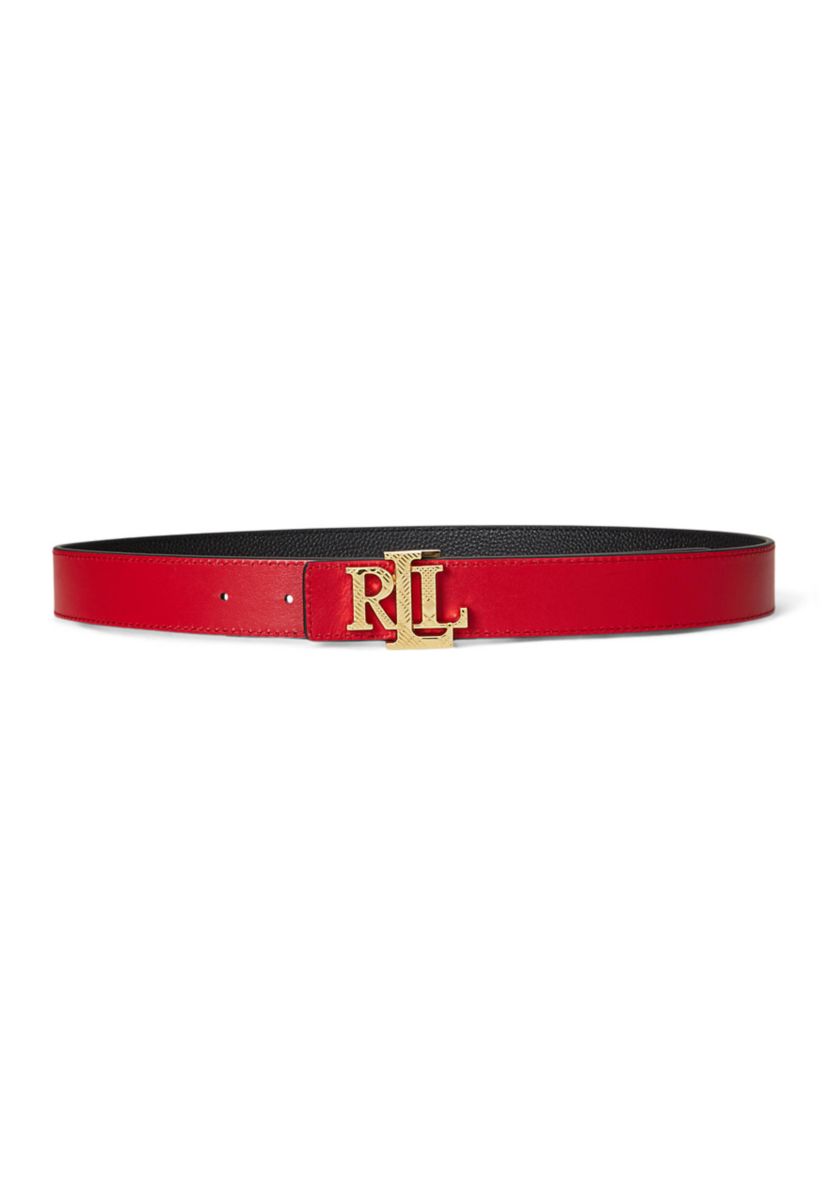 Logo Reversible Pebbled Leather Belt