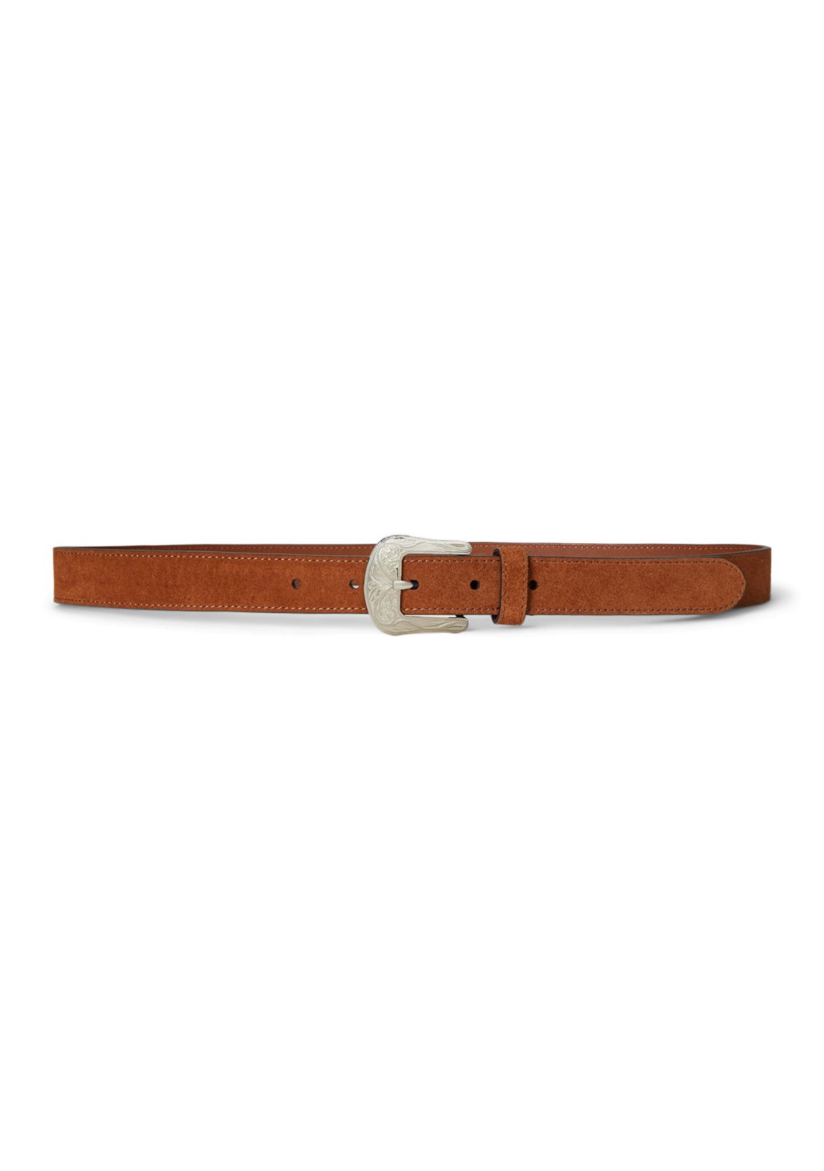 Tooled-Buckle Leather Belt