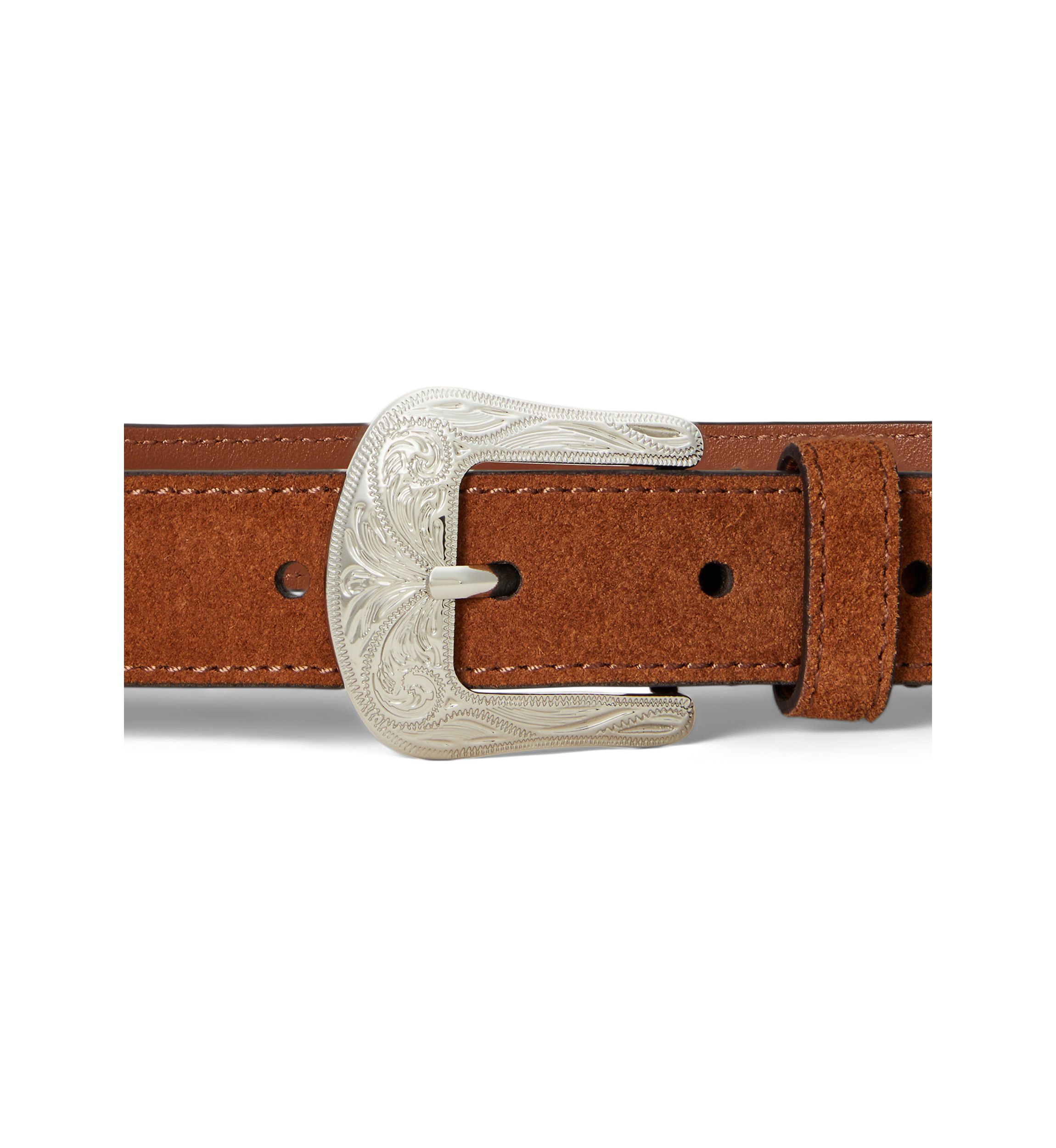 Lauren Ralph Lauren Tooled-Buckle Leather Belt Brown Tooled Leather Belt main image 3