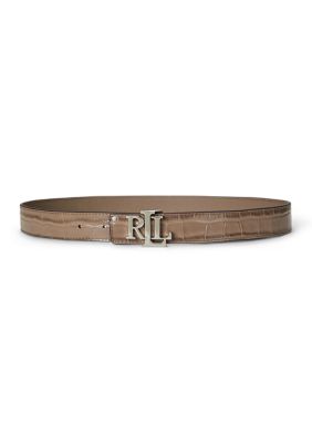 Lauren Ralph Lauren Women's Logo Reversible Embossed Leather Belt, XL