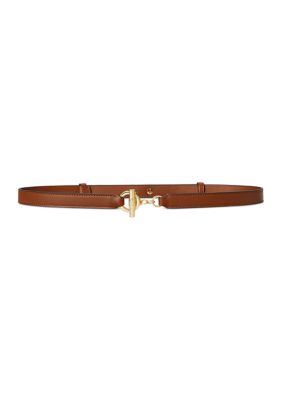 Lauren Ralph Lauren Women's Leather Toggle Skinny Belt, Tan, XL