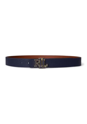 Lauren Ralph Lauren Women's Logo Reversible Pebbled Leather Belt, Small