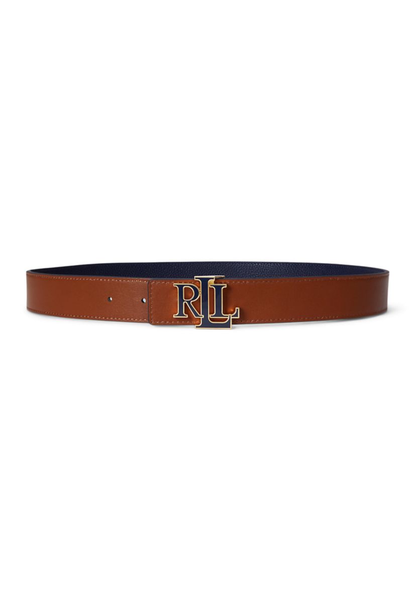 Logo Reversible Pebbled Leather Belt