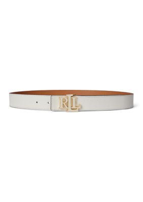 Lauren Ralph Lauren Women's Logo Reversible Pebbled Leather Belt, XL