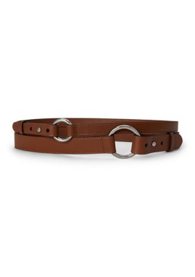 Lauren Ralph Lauren Women's Leather O-Ring Stacked Wide Belt, Tan, XL