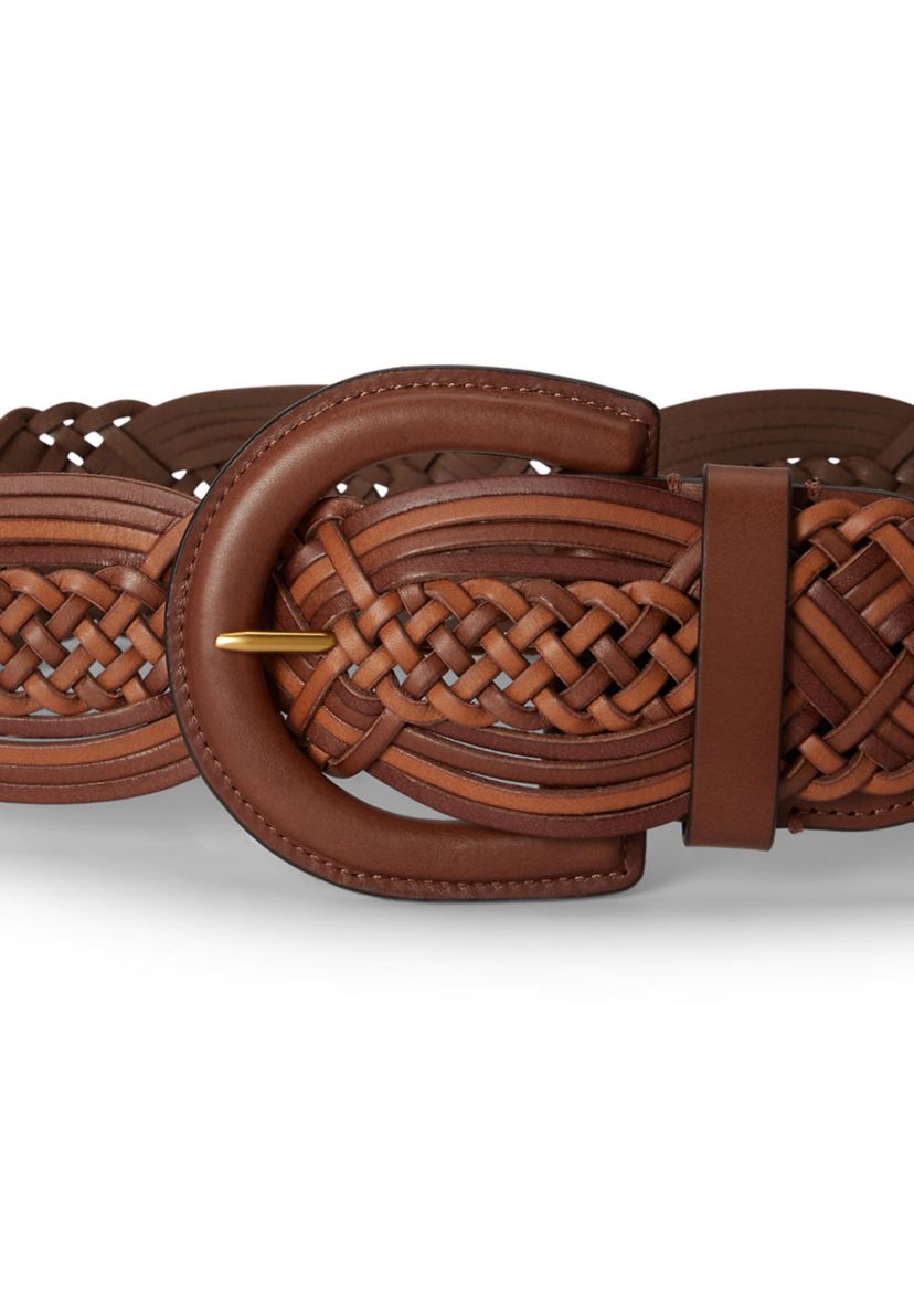 Lauren Ralph Lauren Braided Vachetta Leather Wide Belt Tan Smooth Vachetta Braided Belt | Polo Ralph Lauren main image 4