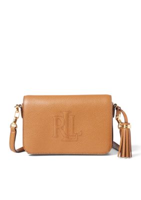 lauren ralph lauren tan leather carmen cross body bag