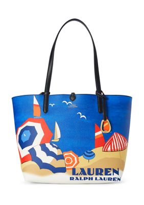 Lauren Ralph Lauren Faux Leather Beach Print Reversible Tote | belk