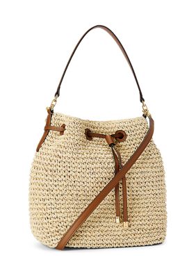 Lauren Ralph Lauren Crochet-Straw Debby Drawstring Bag | belk