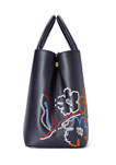 Embroidered Leather Large Marcy Satchel	