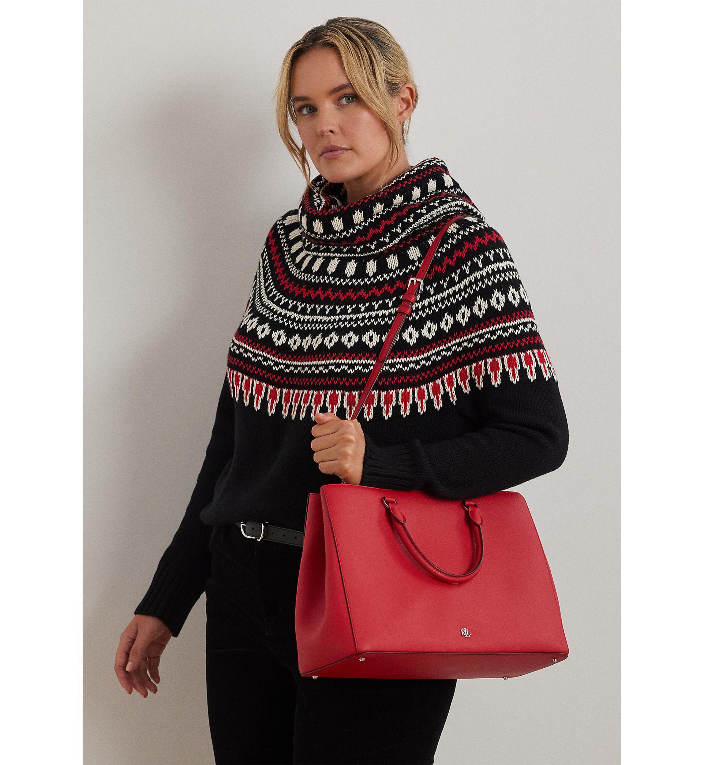 Crosshatch Leather Large Hanna Satchel